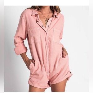 Free People x One Teaspoon Prophecy Pink Short Romper Jumpsuit